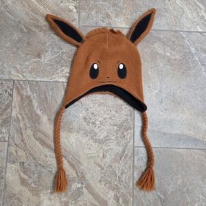 Pokemon Eevee‎ Beanie Hat with Braids and Tassels One Size Fits Most